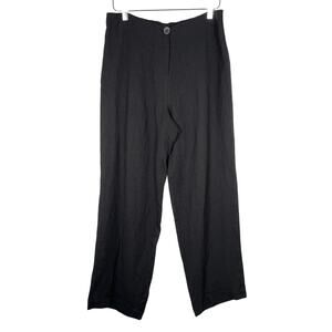 Crea Concept Women's Linen Wide Leg Pants 42 / 10 US Black Lined Straight